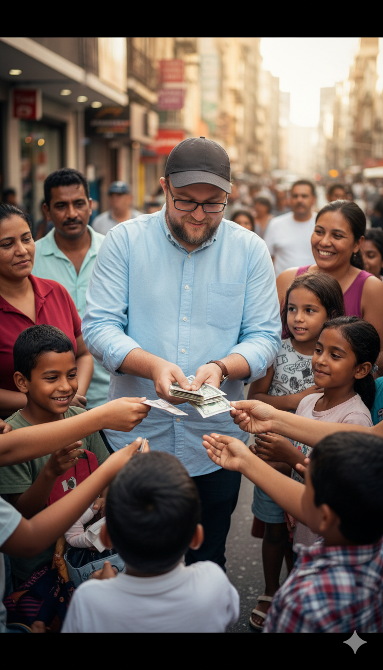 Jarrett assisting children during an outreach event.